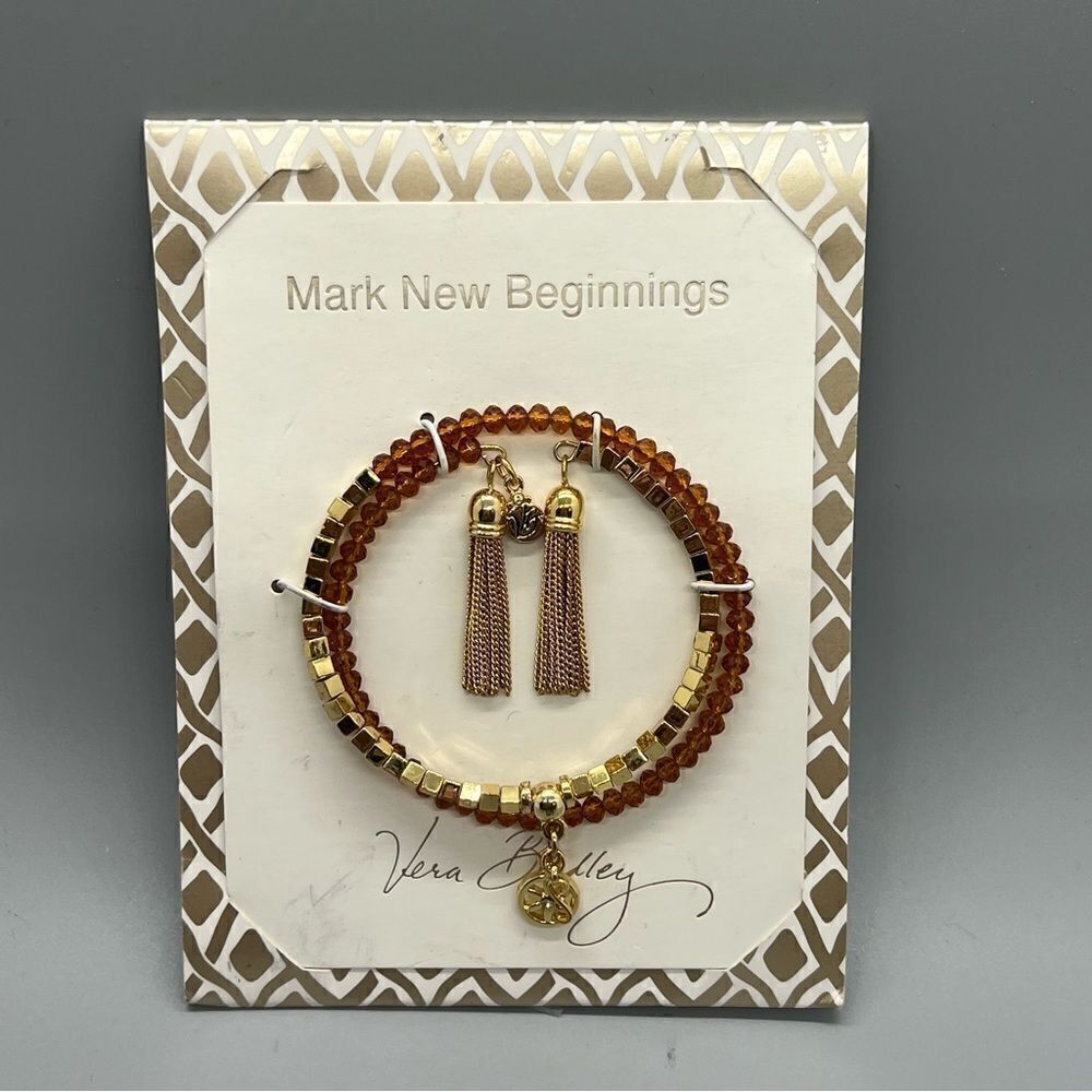 Vera Bradley Mark New Beginnings Gold Tone Tassel Wrap Bracelet